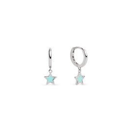 SINGULARU - Star Sky Enamel Earrings - 18K Gold Plated Sterling Silver or Rhodium Plated Earrings - Earrings with Congo Clasp - Women's Jewellery - Various Styles, Silver, No Gemstone