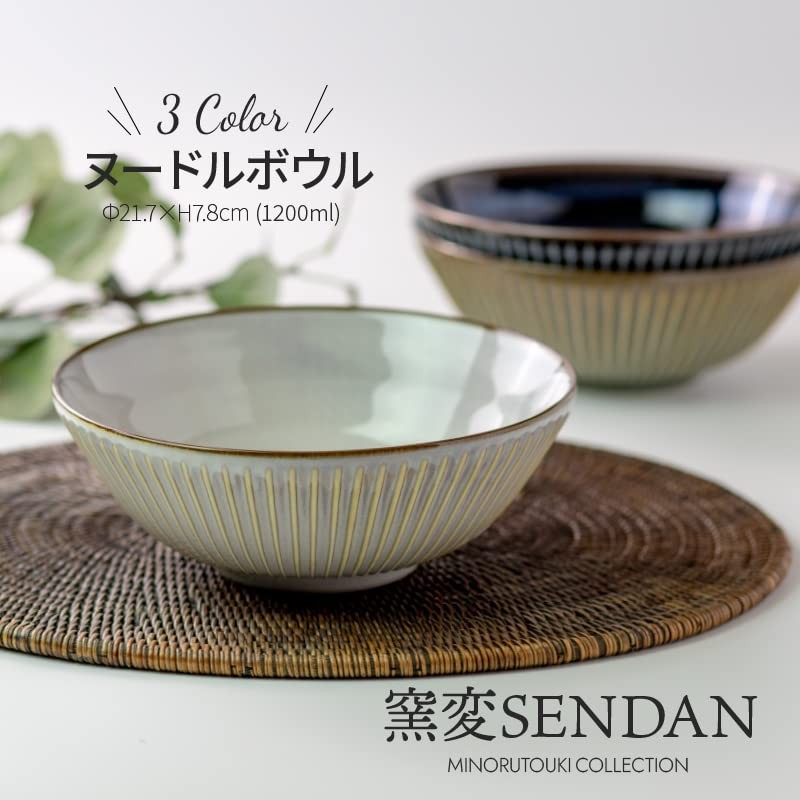 Mino Pottery Mino Ware Kiln Hen Sendan Noodle Bowl, White