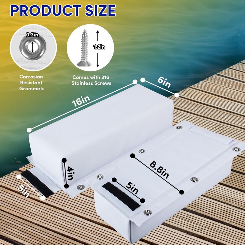 VEITHI Dock Bumper White,Dock Bumper Guard with Screws,Boat Dock Bumper