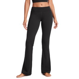 CRZ YOGA Womens Butterluxe Low Rise Flare Leggings 32" - Bootcut Yoga Pants with Pocket Wide Leg Buttery Soft Lounge Casual Black Medium