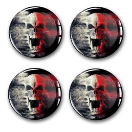 4 x Gel Sticker for Hub Caps, 60 mm Diameter, Rim Sticker for Rims, Emblem Doming for Car, Tuning Accessories, DM007 (No. 1 Scull Bicolor, Gel Sticker Set)