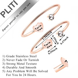 PLITI Twins Jewelry Twins Birthday Gifts Twin One Twin Two Bracelet Twin Sisters (Twin 12 TwistRG)