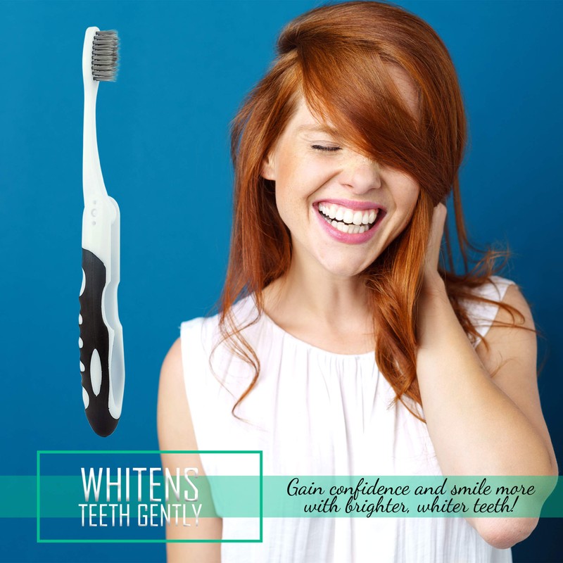 Lingito Travel Charcoal Toothbrush, On The Go Folding Feature, Soft