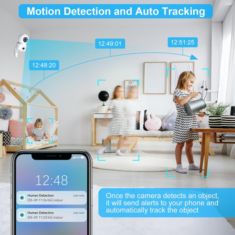 ENSTER Onvif Indoor Surveillance Camera WiFi with 2K Double Lens,