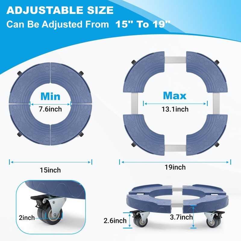 Humagineer Plant Rollers with Wheels, 15-19 Inch Adjustable Round Roller