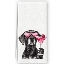 Bnzolyoia Labrador Dog Kitchen Towels - Labrador Retriever Cocktail Lovers Gifts, Bar Towels for Bartender, Funny Black Labrador Hand Towels Dish Towels for Kitchen Bar, 16x24 Inch