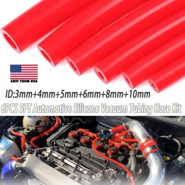 6PCS 5ft Silicone Vacuum Hose Automotive High Performance Car Vacuum Lines Kit