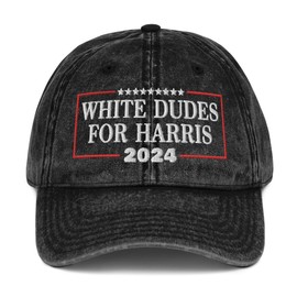 White Dudes for Harris 2024 Hat (Embroidered Vintage Cotton Twill Cap)