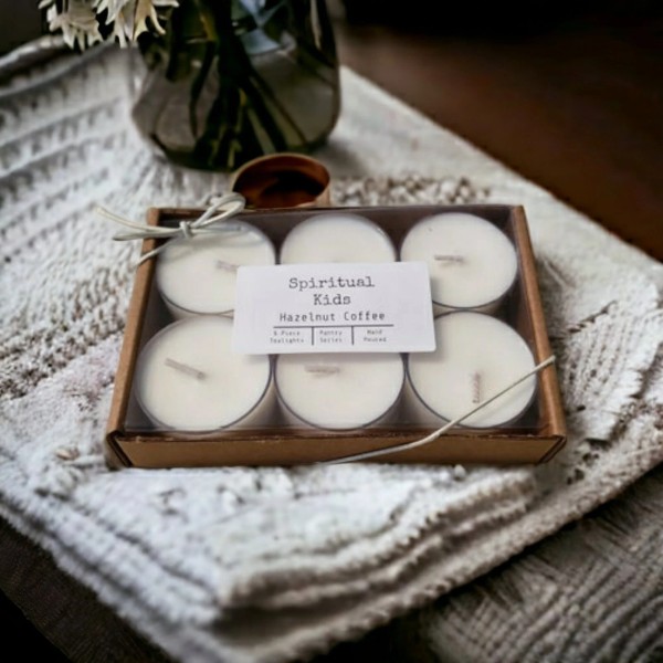 Handmade Hazelnut Coffee Soy Soy Tealights 6 Count Handmade w/