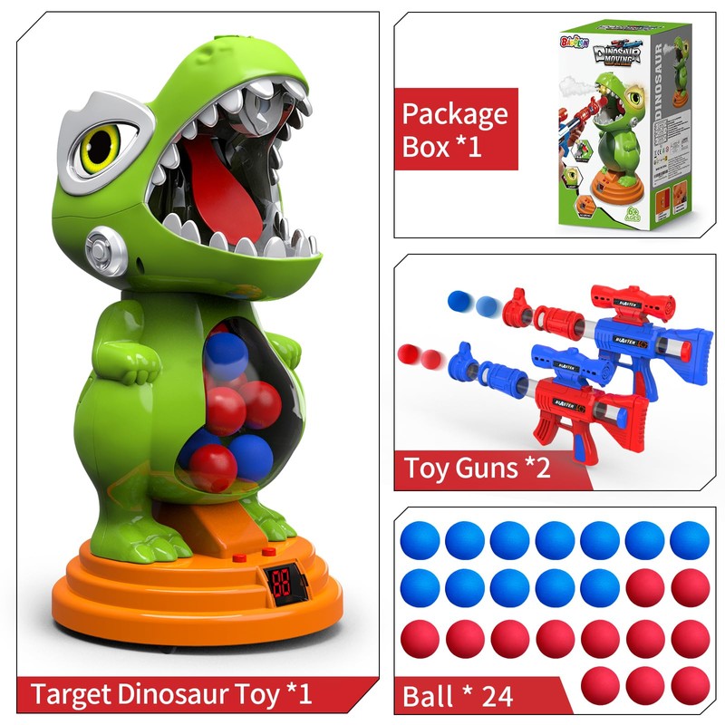 Dinosaur Shooting Toys with Moving Electronic Scoring Target, Kids Ages