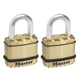 Master Lock Excell Heavy Duty Padlock with Key and Long Shackle - Cut-Proof Boron Carbide 22mm Shackle - 45 mm Size Lock for Storage Locker, Fence Lock and Gate Lock - 2 Pack
