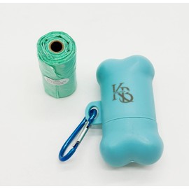 Kbeltah Dog Poo Bags - 15 Counts Dog Poop Bags Rolls with Blue Dispenser, Unscented Poo Bags for Dog, Extra Thick Strong Leak Proof Dog Waste Bags, Rolls (13 x 9 Inches)