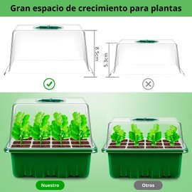 Ukipos Set de 10 Bandejas de Germinación de Semillas, Macetas para Sembrar, Bandejas de 120 Celdas con Cúpula de Humedad y Tapa, Bandejas de Cultivo Ideal para Invernadero y Jardinería (Verde)