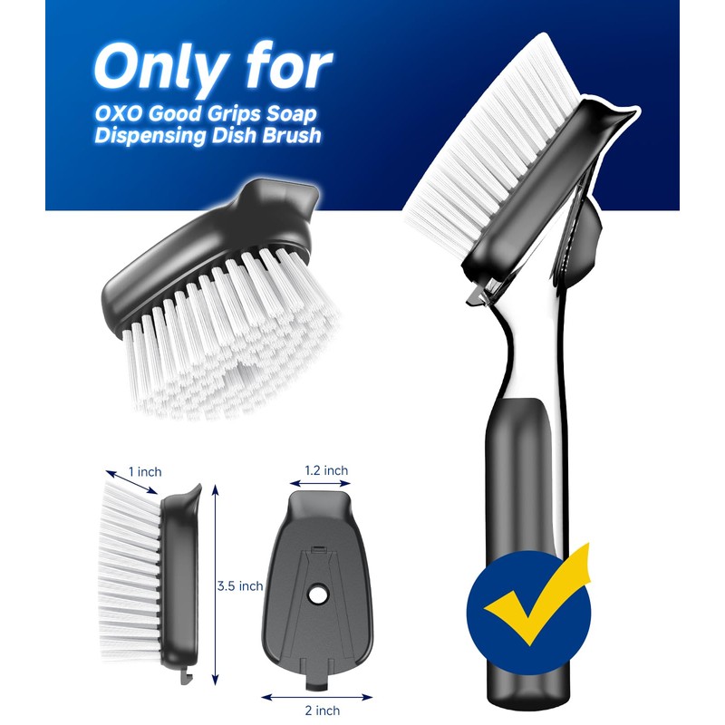 Dish Brush Head Replacement for OXO, 4 Pack Refill Head