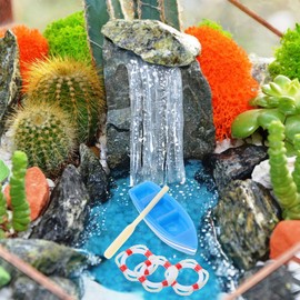 DECHOUS 10Pcs Miniature Life Ring: DIY Mini Life Buoy Rings Nautical Decoration Dollhouse Accessories Micro Landscape Plastic Mini Lifebuoy Toy Ornaments