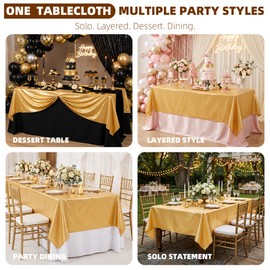Gold Tablecloth 2Pack 60x102 Inch,Rectangle Metallic Gold Table Cover