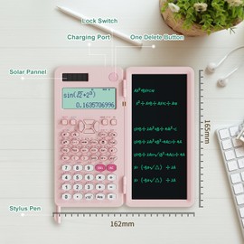 Rechargeable Scientific Calculator for Students, Pink 991ES MAX Foldable Science Calculator with Notepad 417 Function Solar Energy Science Calculators for Middle and High School Supplies (Pink)