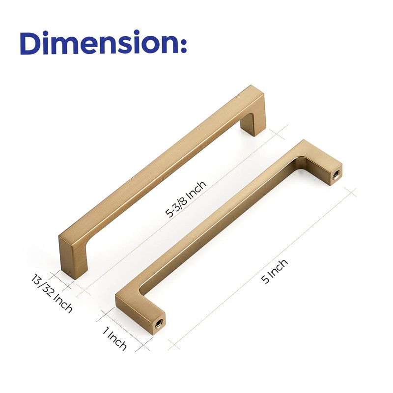 Ravinte Champagne Bronze Kitchen Square Cabinet Handles 5 Inch 10