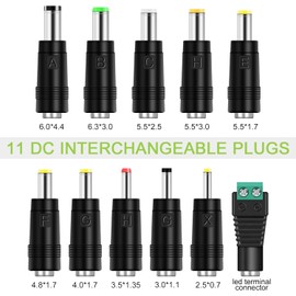 15V 3A AC Adapter Power Supply Charger [15 Volts 3 Amps Regulated Switching Power] with 11 Interchangeable DC Plug for 500mA 600mA 700mA 800mA 900mA 1000mA 1500mA 2000mA 2500mA 3000mA Equipment