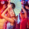 Large UV Illuminated Carnival Folding Hand Fan - Nightclub &