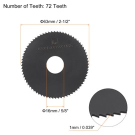 QUARKZMAN Circular Saw Blades 63 mm x 16 mm x 1 mm 72 Teeth Nitride Coated High-Speed Steel (HSS) Milling Tools for Aluminium Alloy Metal Plastic Wood Pack of 2