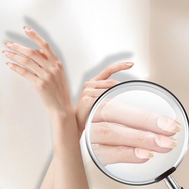 French Tip Press On Nails Short, Light Weight & Fit Perfectly Nail Tips, Natural Fake Nail 12 Sizes - 24 Nail Kit, Gold Dust