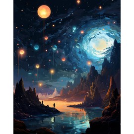 FITIMOLO Paint by Numbers for Adults Kids Beginner Students Without Frame, DIY Oil Painting Set, 16x20 inch Canvas Paint Brushes Acrylic Paint Kits, Gift, Home Decor, Alien Star