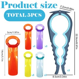 Ptenzor Jar Opener Set for Weak Hands 4 in 1 Bottle Opener + 4-Piece Jar Keys, Easy Grip Tools for Seniors with Arthritis, Women, Non-Slip Gripper, Multi-Color Set