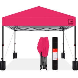 Best Choice Products 8x8ft 1-Person Setup Pop Up Canopy Tent Instant Portable Shelter w/ 1-Button Push, Case, 4 Weight Bags - Hot Pink