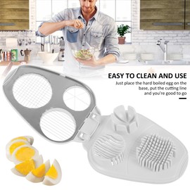 Egg Slicer 3 in 1 Stainless Steel Wired Boiled Egg Cutter Multifunctional Reusable Mushroom Salad Slicer Chopper Portable Egg Dicer for Soft Fruit Mushroom Strawberries