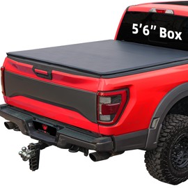Soft Tri Fold Tonneau Cover Compatible with 2004-2014 Ford F150 F-150 5.5ft Bed (67"), Vinly Top Alloy Steel Structure, Also fits Lincoln Mark LT 5.5 ft