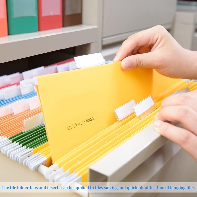 File Folder Tabs, Insertable Plastic Tabs Hanging Folder Tabs,100 Pcs