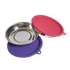 Messy Cats 4pc Set with Two Stainless Saucer Shaped Bowls