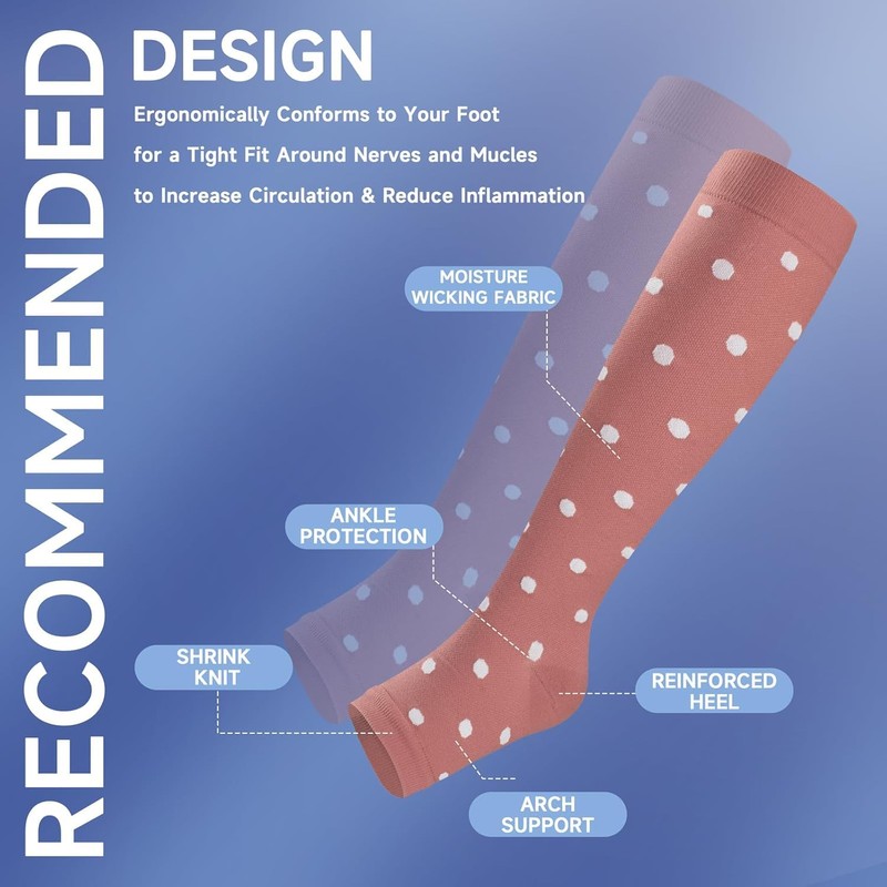 bropite Toeless Compression Socks for Women&Men-2 Pairs Open Toe Compression