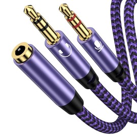 Headphone Splitter  for Computer 3.5mm Female to 2 Dual 3.5mm Male Headset Mic Splitter Audio Splitter Adapter Microphone Aux Stereo Jack Smartphone Earphones Port Cord Gaming Headset to PC - Color: black