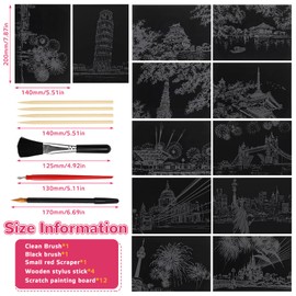 KOUHA Scratch Pictures, Fireworks and Cherry Blossoms, Scratch Paper, Magic Scratch Art Paper and Pen Set, Night View, Scratch Board, Scratch Paper, Scratch Pictures, Adults & Children, DIY Scratch