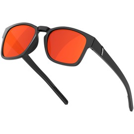 ATTCL Square Polarized Sunglasses Men Women - Lightweight TR90 Frame UV400 Sun Glasses for Driving Fishing Golf Casual Style SY150 Black-Red