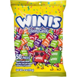 Winis Chewy Candy Original Variety Bag – Taffy Candy 50 individually wrapped pieces