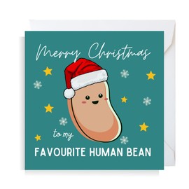 Second Ave Funny Favourite Human Bean Pun Joke Square Christmas Xmas Holiday Festive Greetings Card