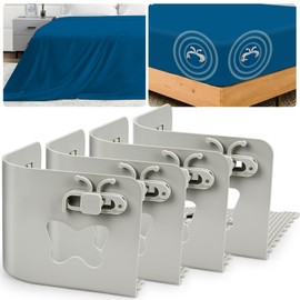 Hydream Set of 4 Bed Sheet Tensioners, Adjustable Plastic Bed Sheet Tensioners, Tensioners, Bed Sheet Holders, Mattress Tensioners with Fixed Clips, Non-Slip Bed Sheet Holder, Grey