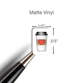 Coffee Frappe Planner Sticker / 54 Fun Vinyl Stickers l (1/2”) / Frappucino Date Me Time Self Care I LOVE COFFEE/Essential Productivity Life/Bujo Bullet Journaling (1 Sheet, I Like It Hot)