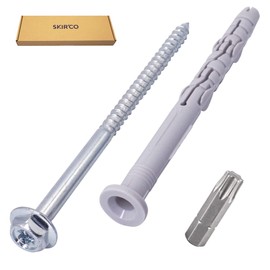 SKIR'CO (Pack of 4 pcs) Universal Frame Anchor 10 x 140 mm, Frame Plug with Screw, with Pressed-on Washer, Plastic Wall Plugs (4, 10 x 140 mm)