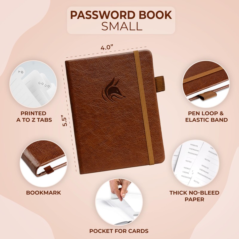 Clever Fox Password Book with alphabetical tabs. Internet Address Organizer
