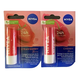 Set 2 Nivea Shine Protector Labialbalsamo Cherrystrawberry