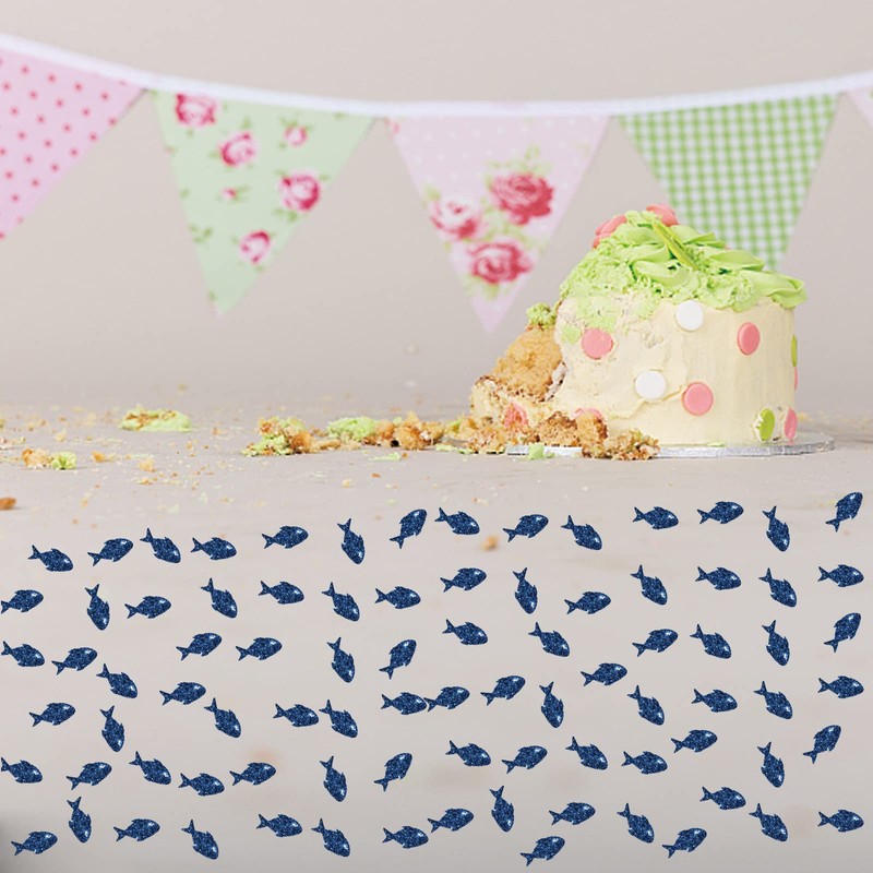 PINKAAJ Set of 100 Blue Glitter Fish Paper Confetti, Ocean