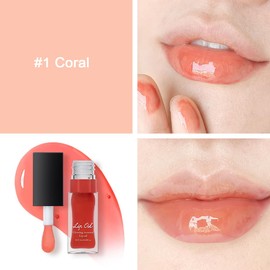 TEEROVA Lip Glow Oil, Hydrating Lip Oil Gloss, No-sticky Moisturizing & Nourishing Lip Plumper Gloss (#1 Coral)