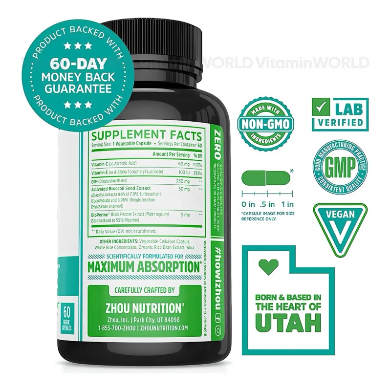 Zhou Dim Activo 60 Caps Balance Metabólico Extracto Brocoli Sabor