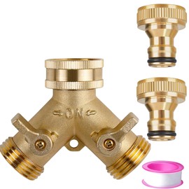 Water Connection Distributor, Y Shaped Distributor, 3/4 Inch Two-Way Splitter with Independent Switch Water Pipe Connection Distributor, Used for Washing Machines, Kitchens, Gardens, Lawns