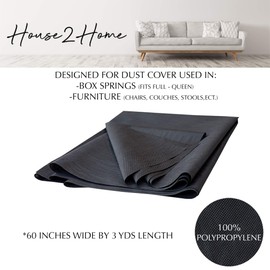 House2Home 60 Inch x 3 Yard Upholstery Black Cambric Dust Cover Fabric Replacement for Sofas, Chairs, Full and Queen Box Spring Foundations, Conceals Frame and Staples Inside Furniture