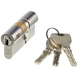 Wink Haus High Quality Profesioneller Mounting Double Cylinder Key Tec X-Tra for Building Castles with Profile Cylinder 40 mm Nickel-Plated Brass Matt, Pack of 1, XT77 N 28 + 28/40 EHD